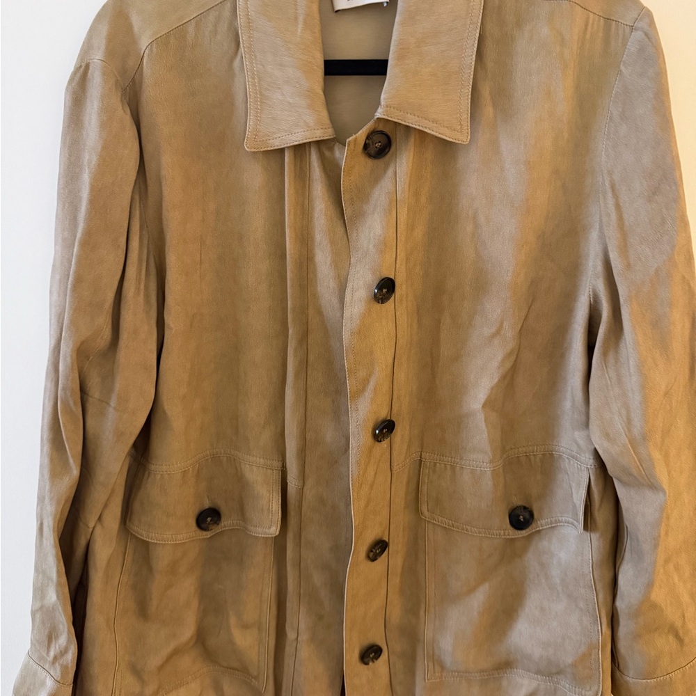 ZARA Tan Lightweight Safari Button Jacket - Picture 3 of 7